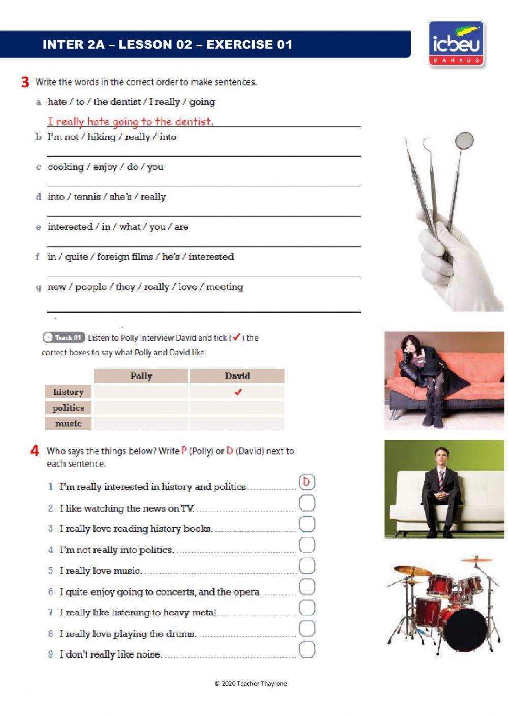 Likes and dislikes (like-love-hate + infinitive or ing)