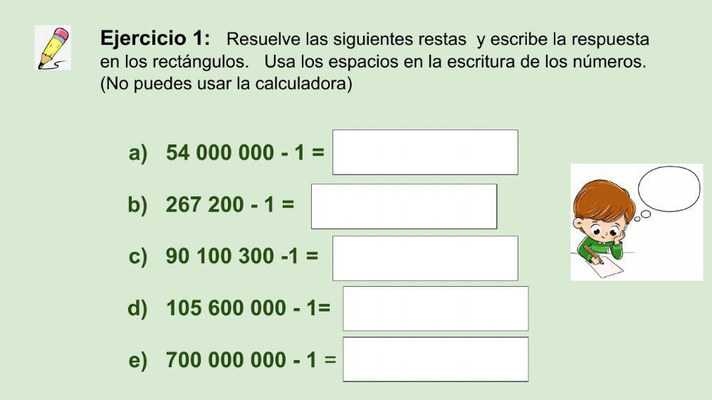 Suma y resta del número 1