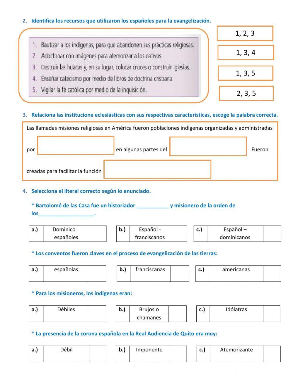 Ficha interactiva proceso de evangelización