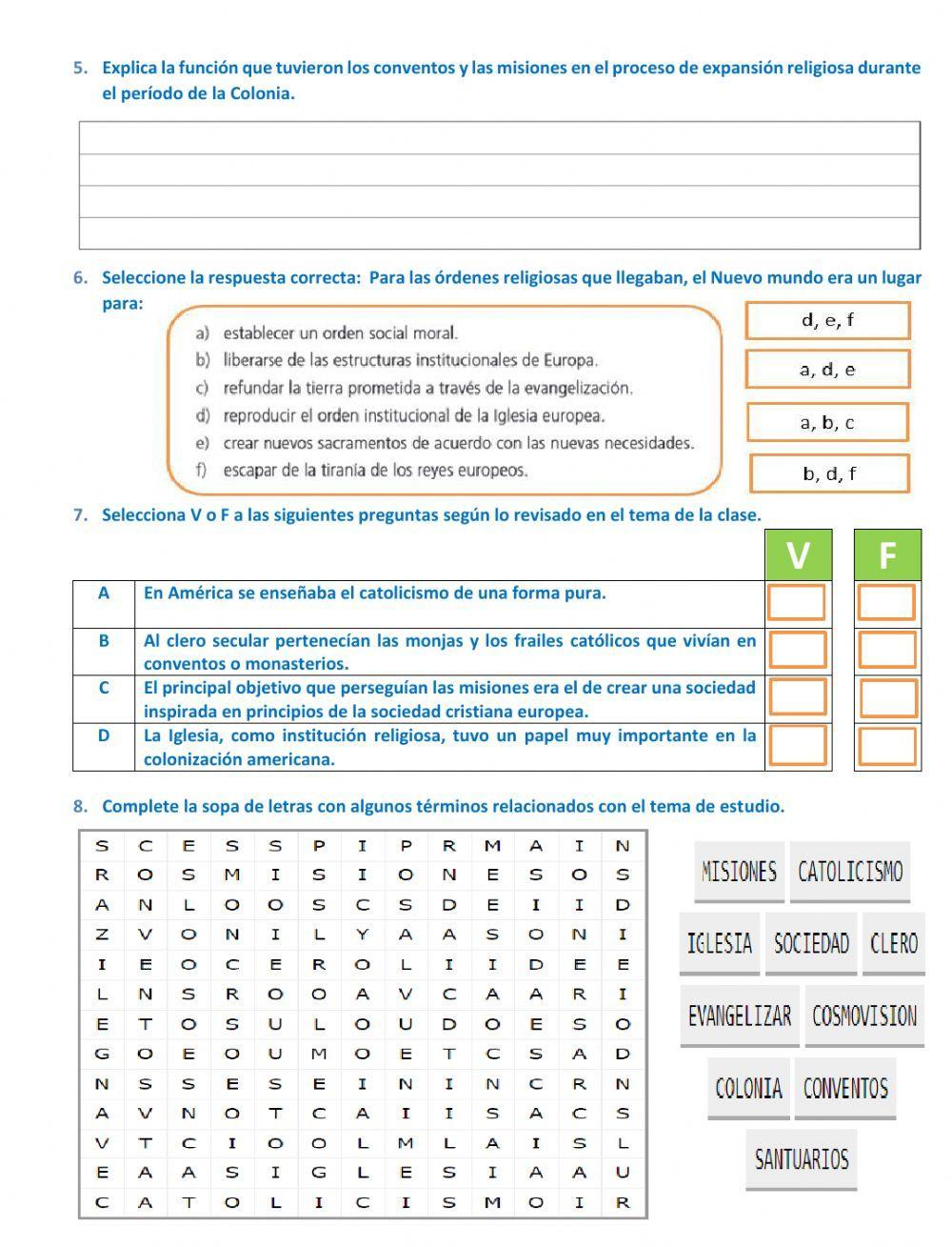 Ficha interactiva proceso de evangelización