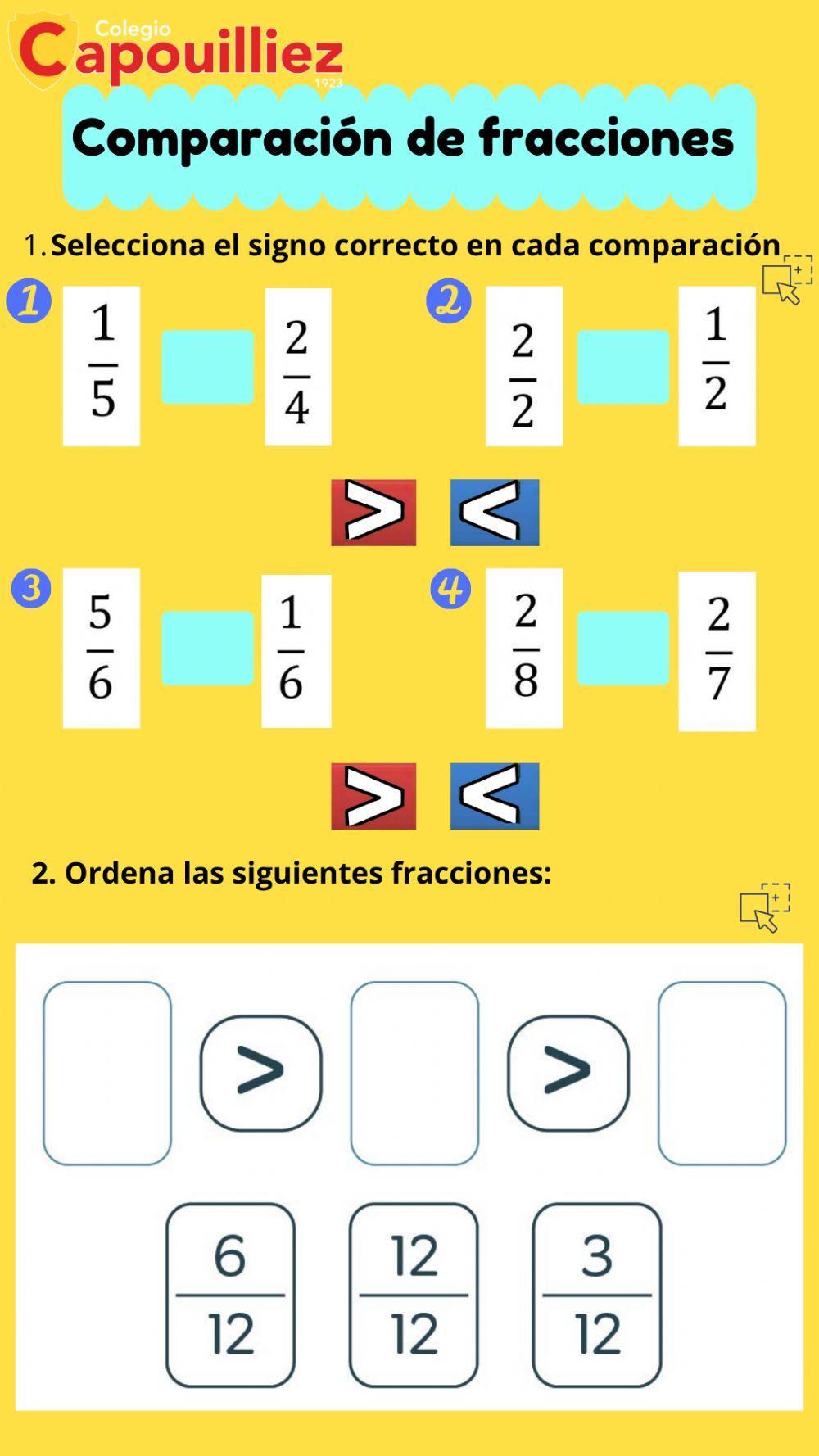 Comparación de fracciones