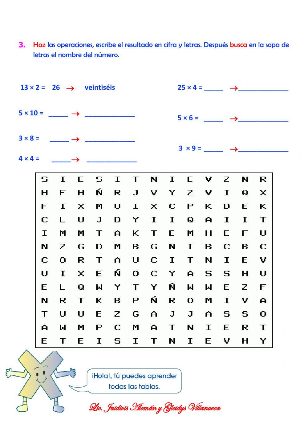 Multiplicación hasta 5