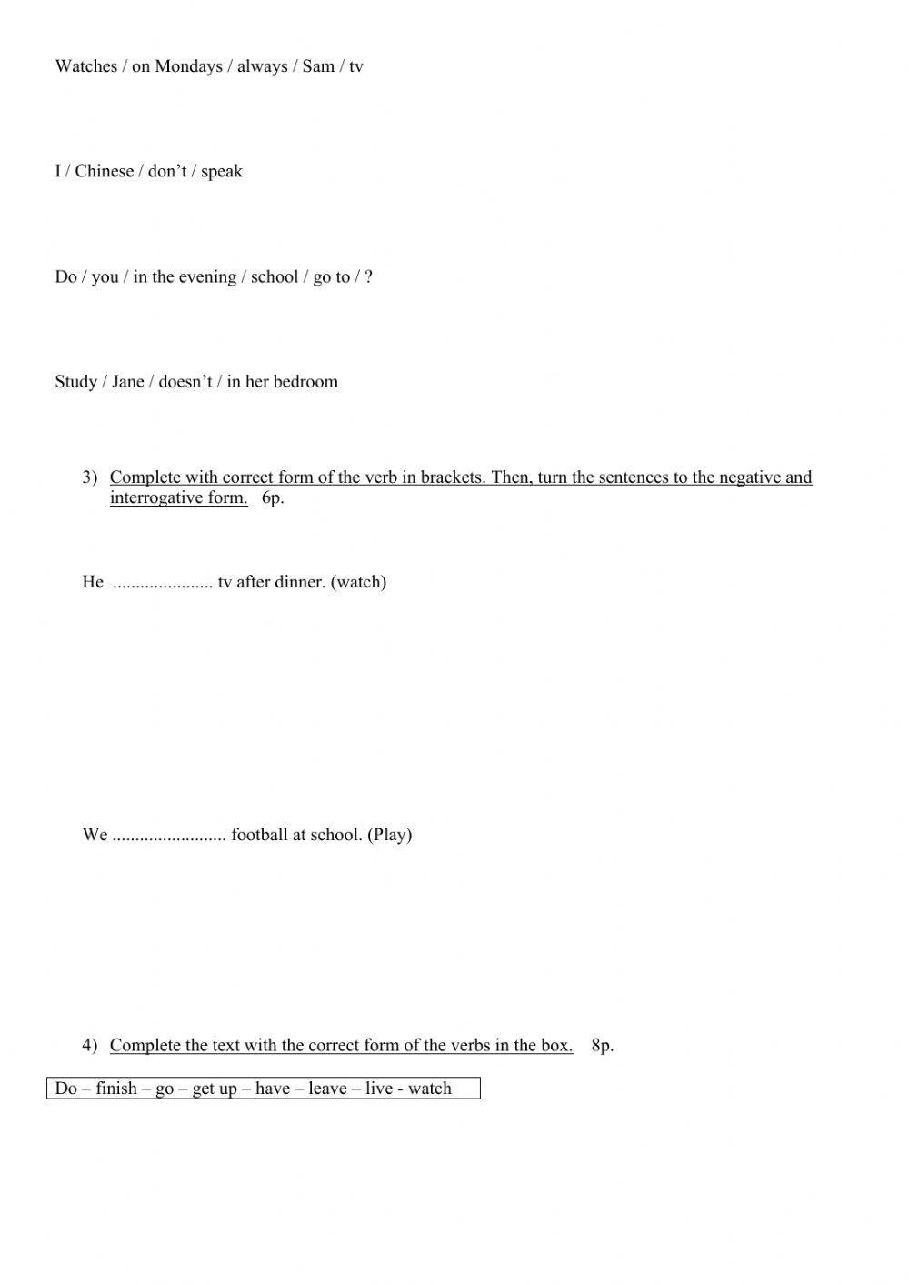 Daily routine. present simple