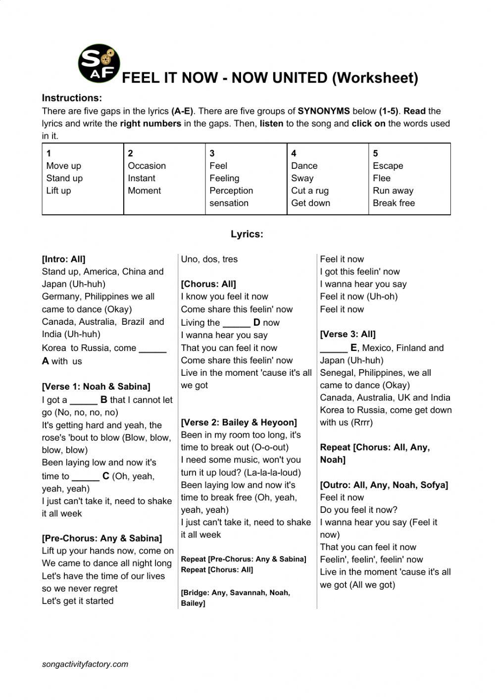 Feel it now - now united