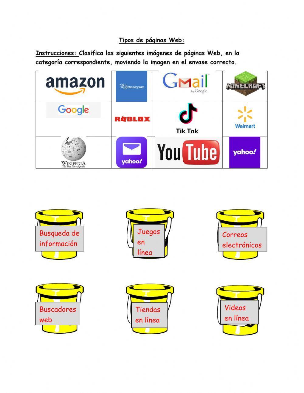 Tipos de paginas web (drag and drop)