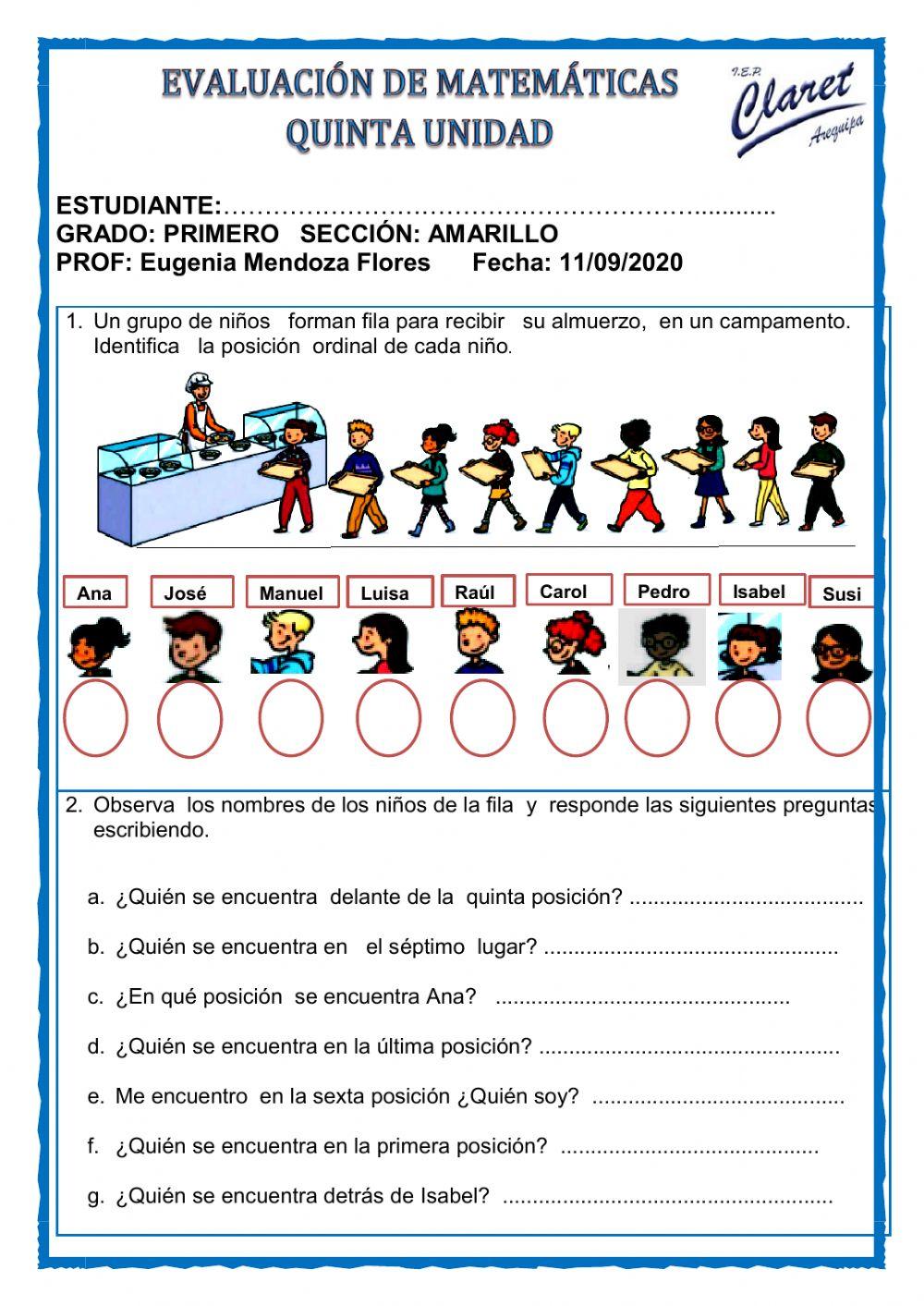 Evaluación de matemática