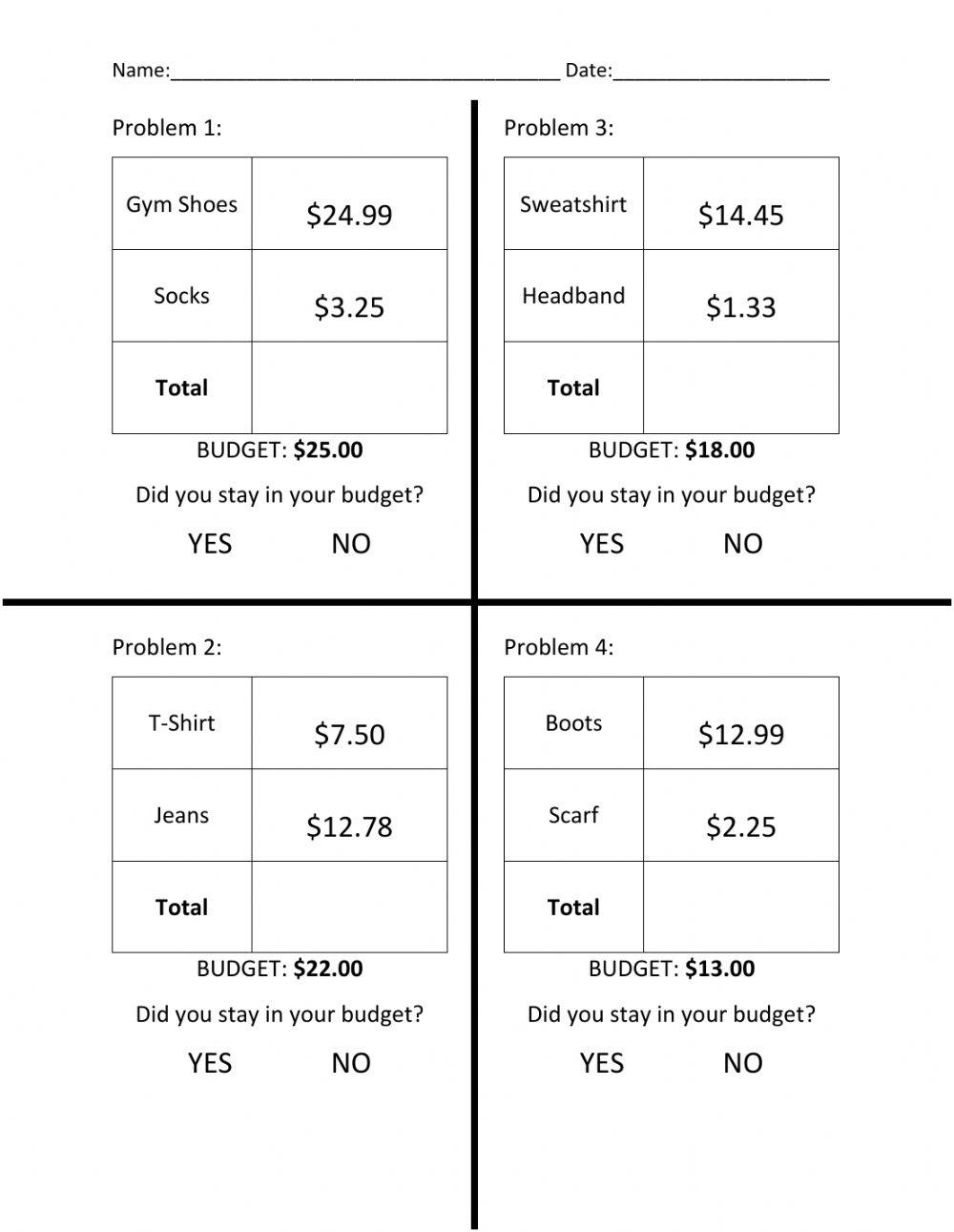 Budgeting Worksheet online exercise for | Live Worksheets