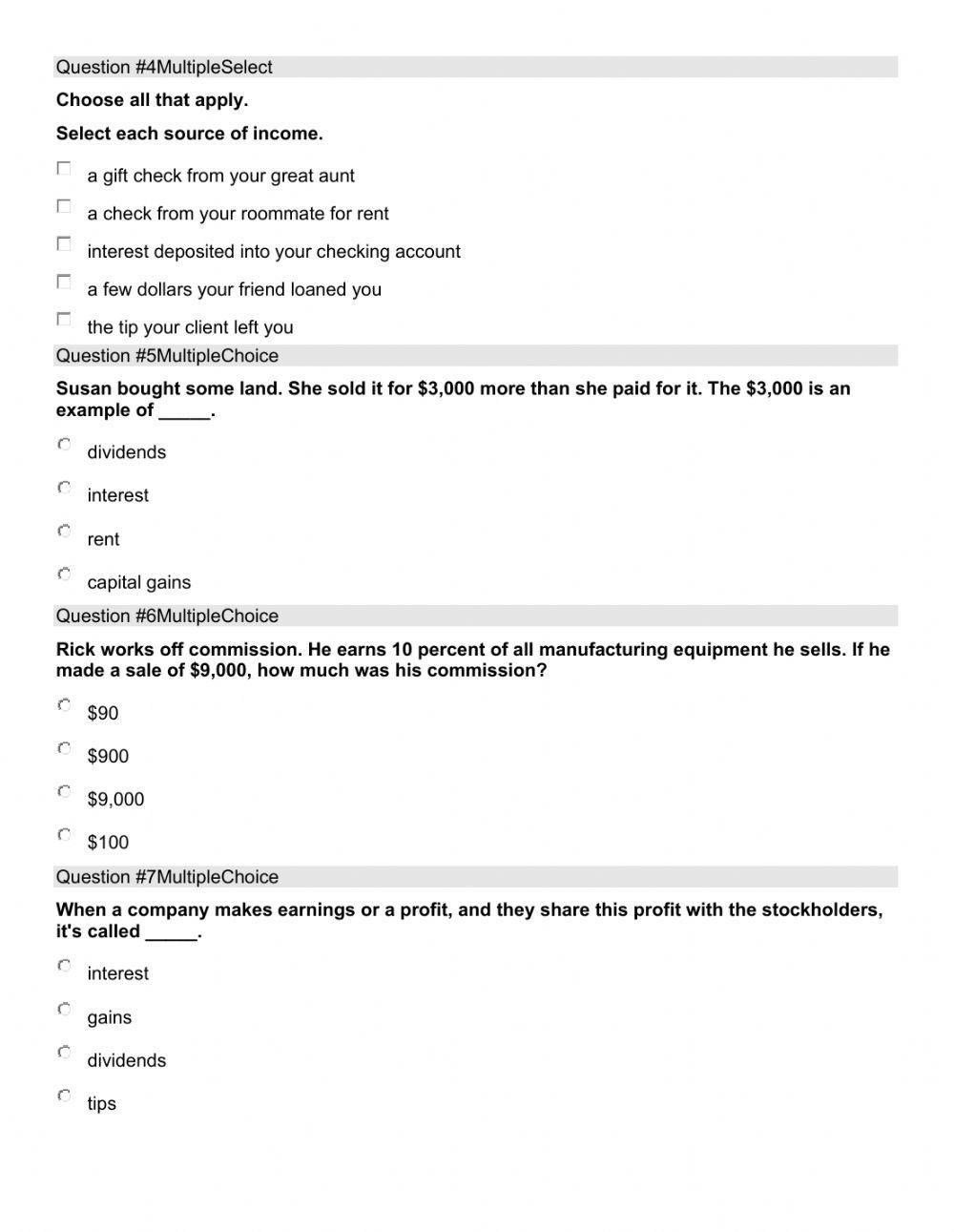 Sources of Income Worksheet