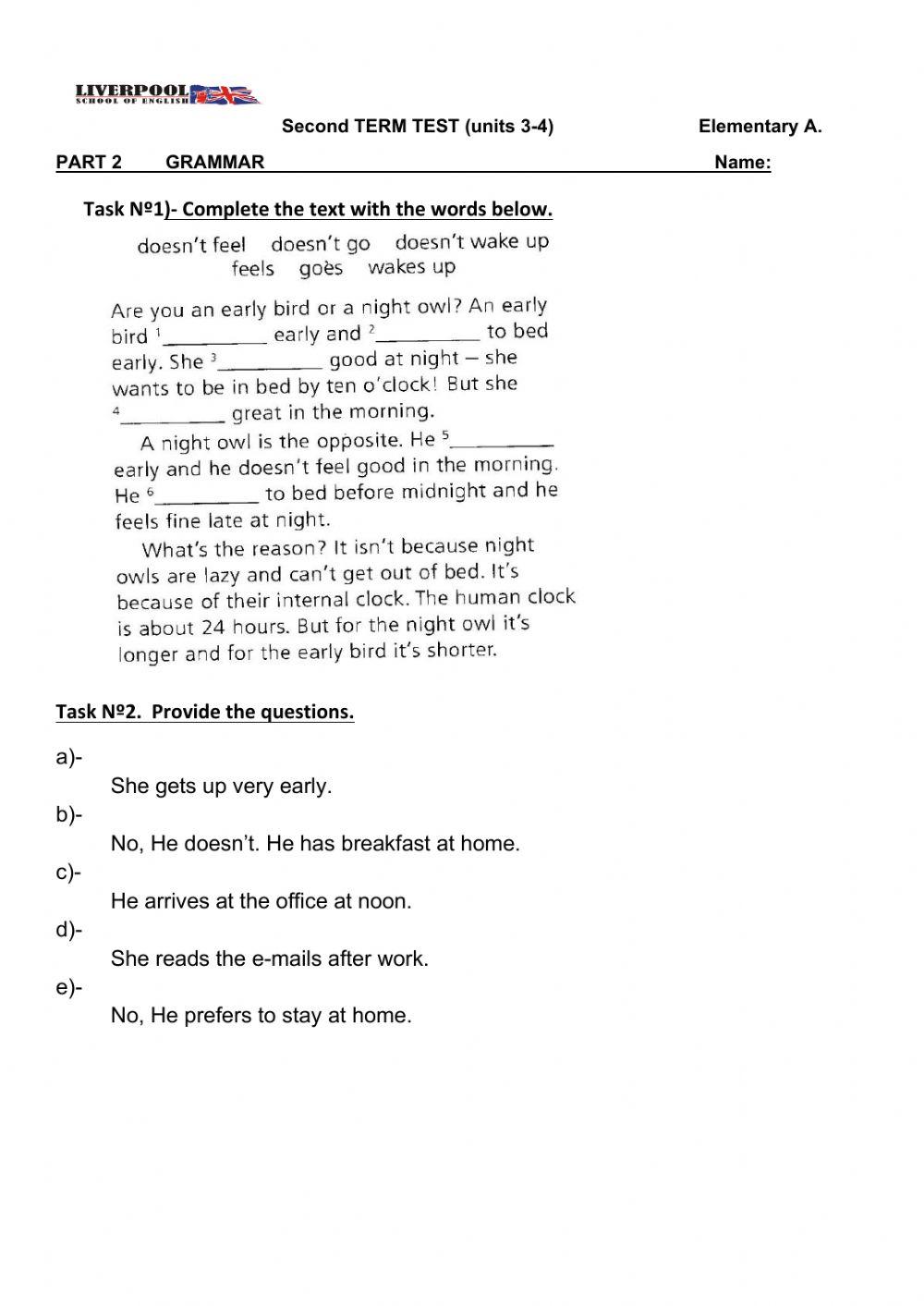 Second term test- part 2