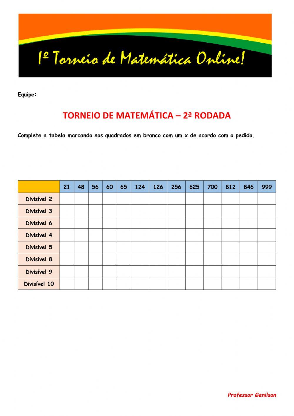 Torneio de matemática - 2ª rodada