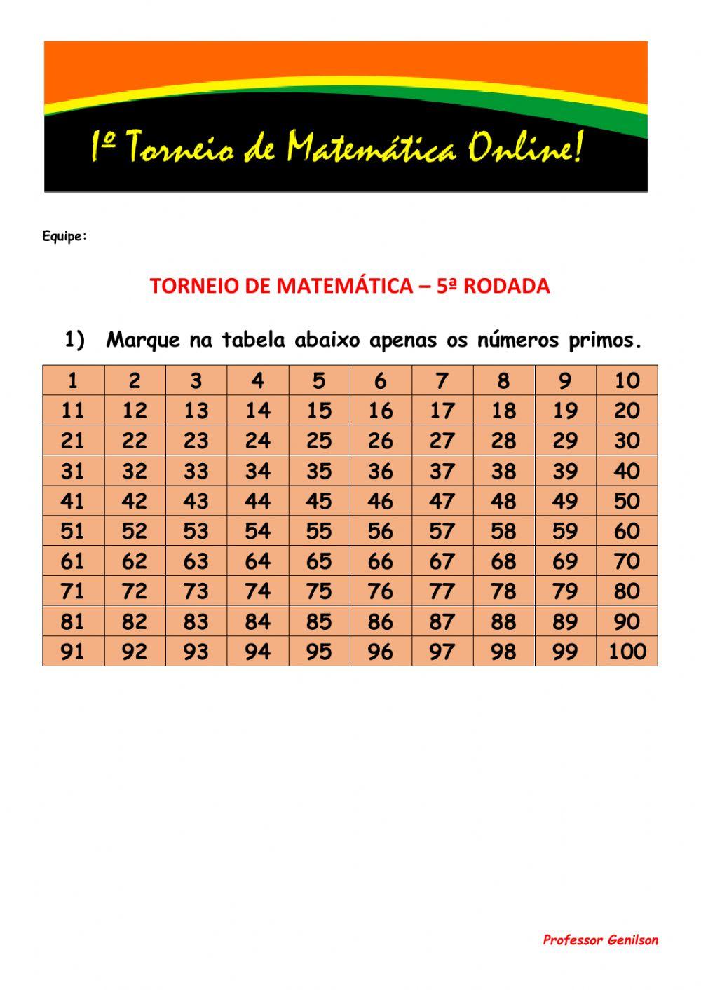 Torneio de matemática - 5ª rodada