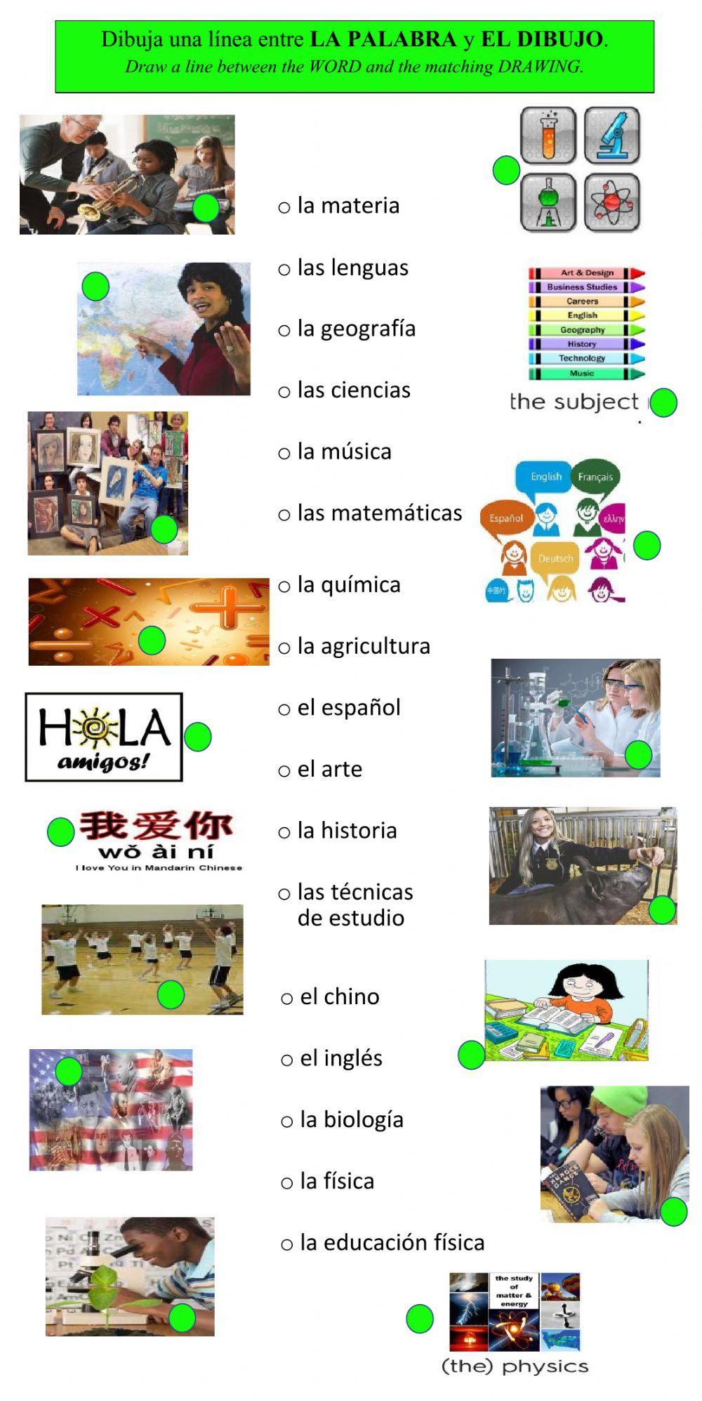 title:  Las Materias - match the pictures