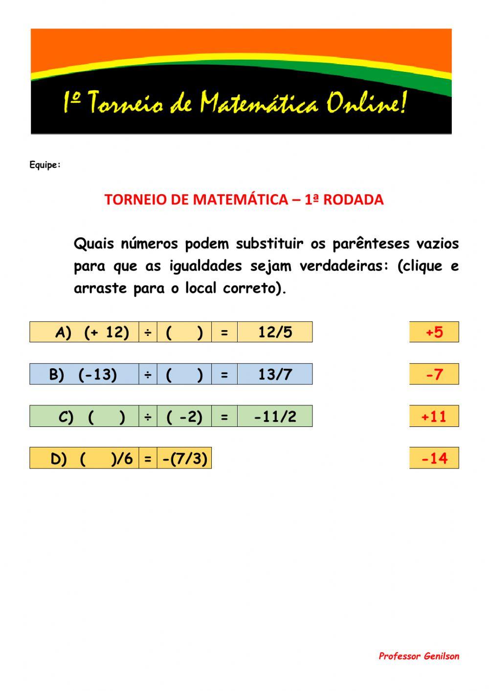 Torneio de matemática - 1ª rodada - 7º