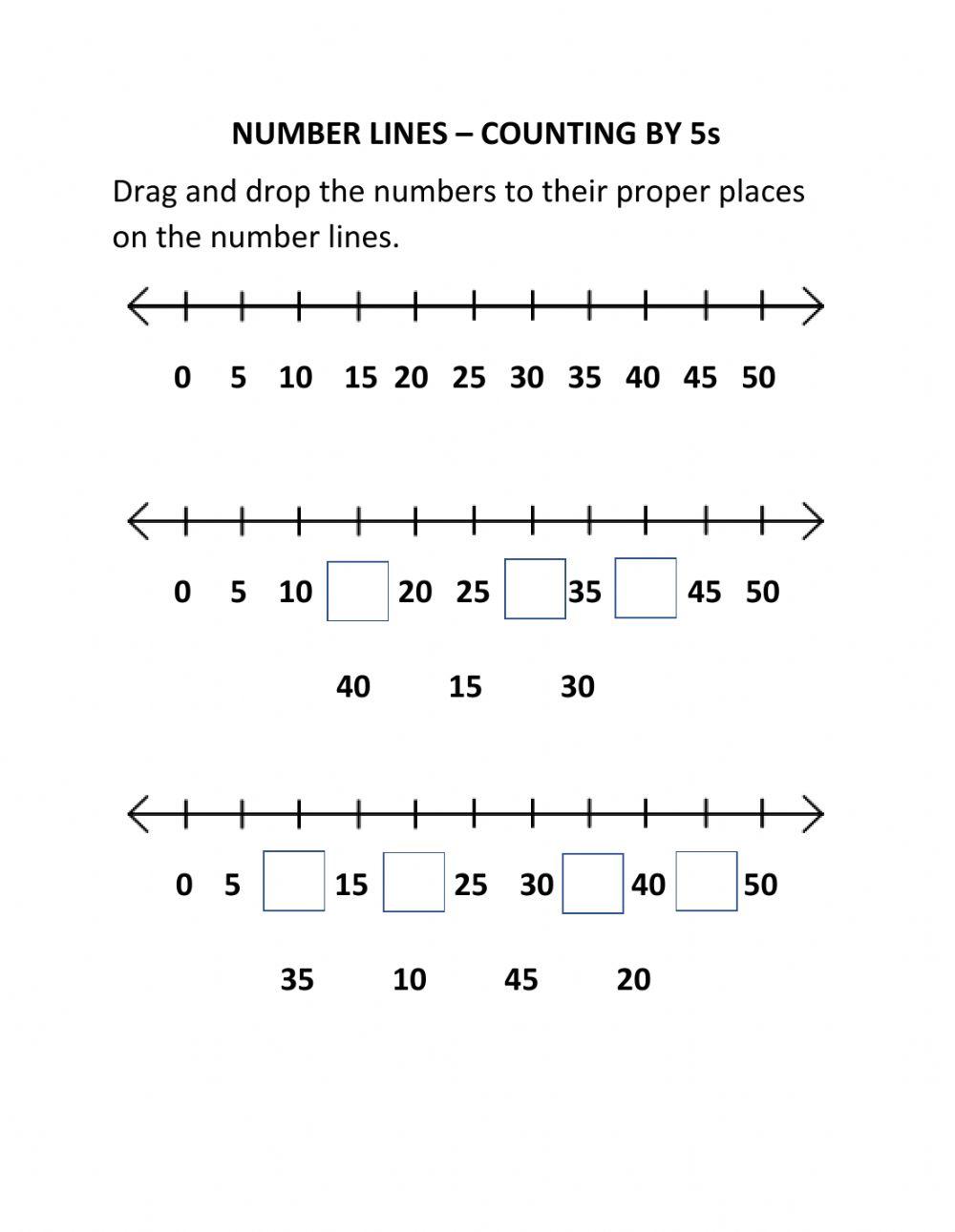 Number Lines - Counting By 5s
