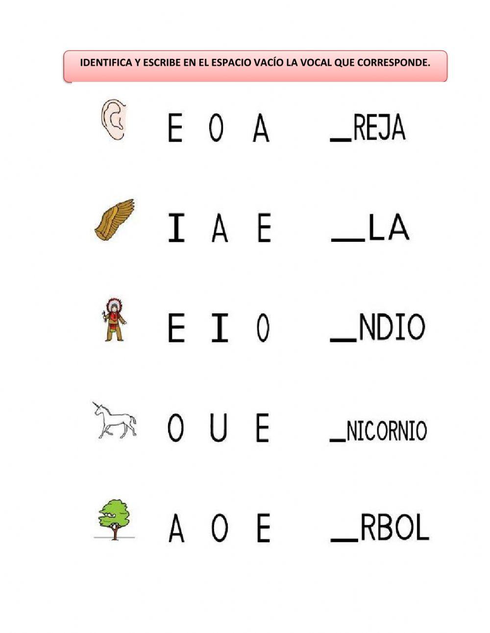 EVALUACIÓN - LAS VOCALES