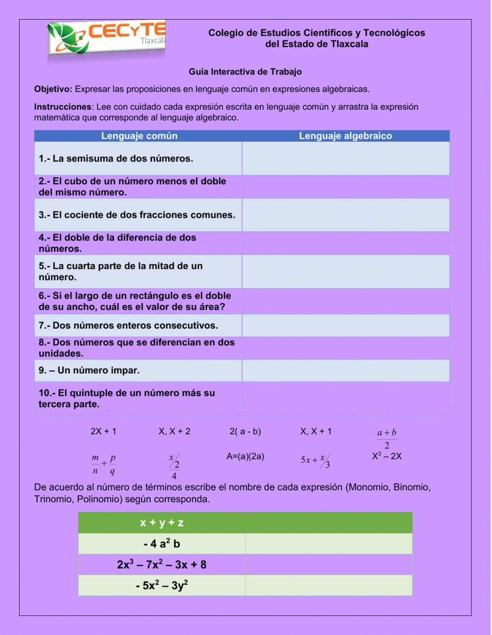 Lenguaje Algebraico