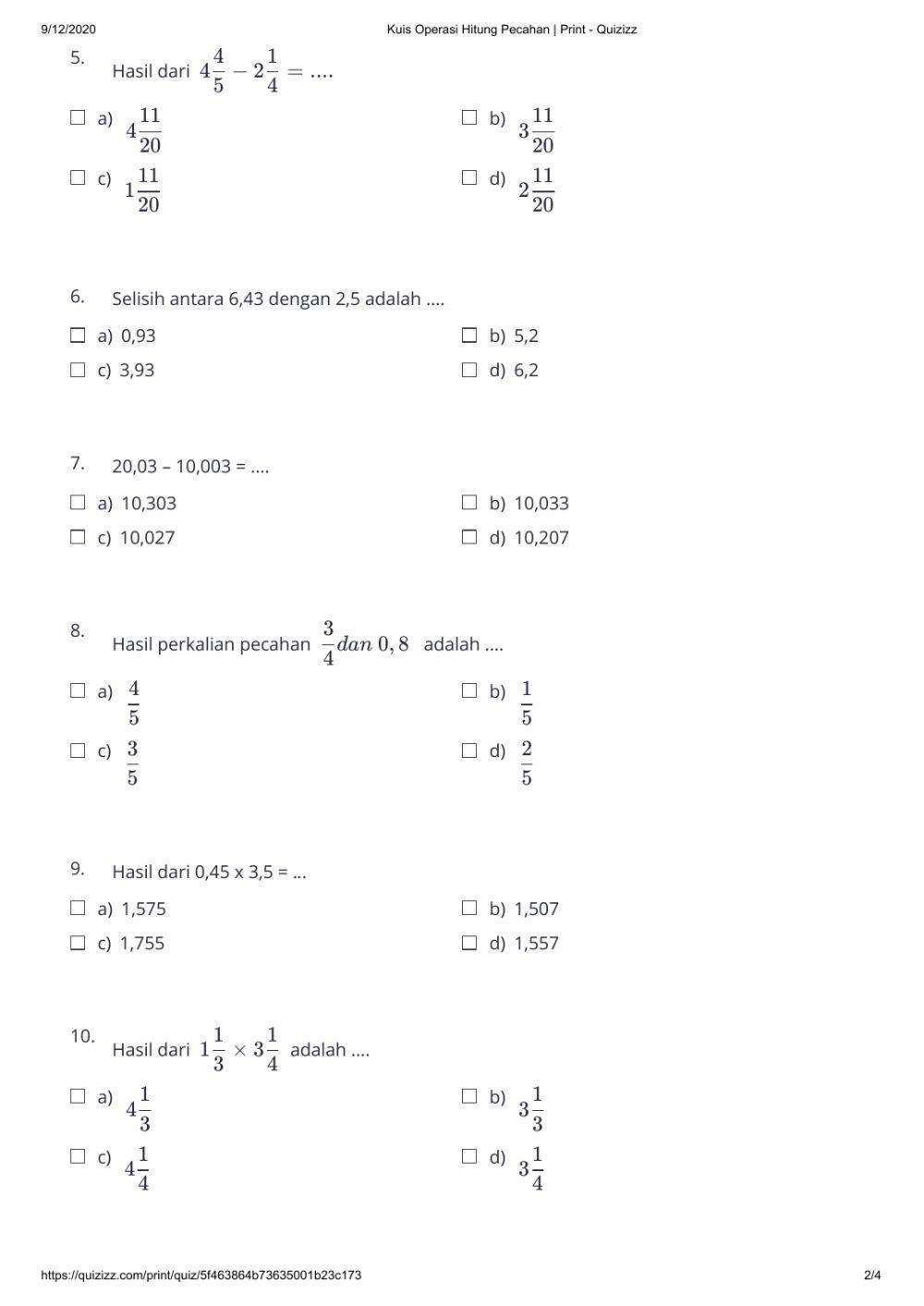 Matematika-Hitung Pecahan