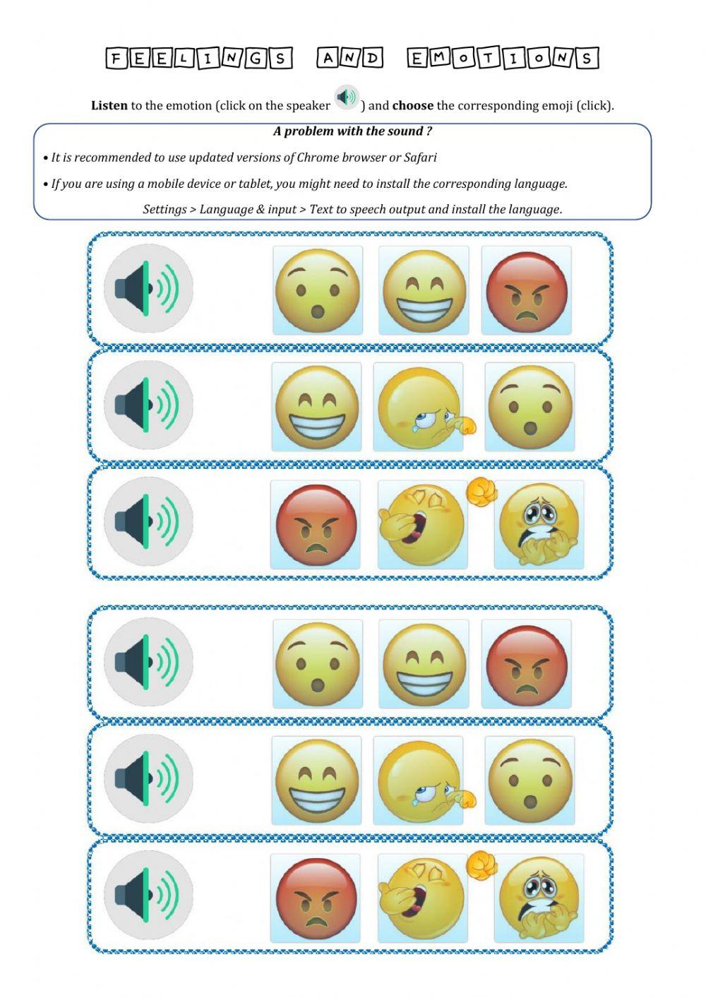 Feelings and emotions in a sentence