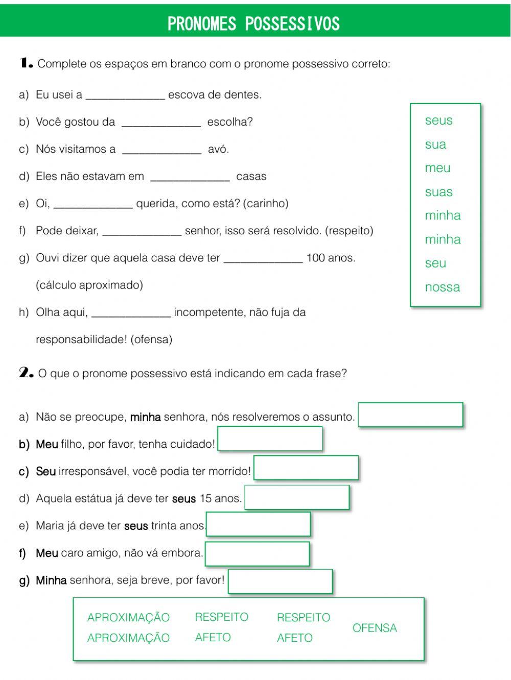 Pronomes possessivos