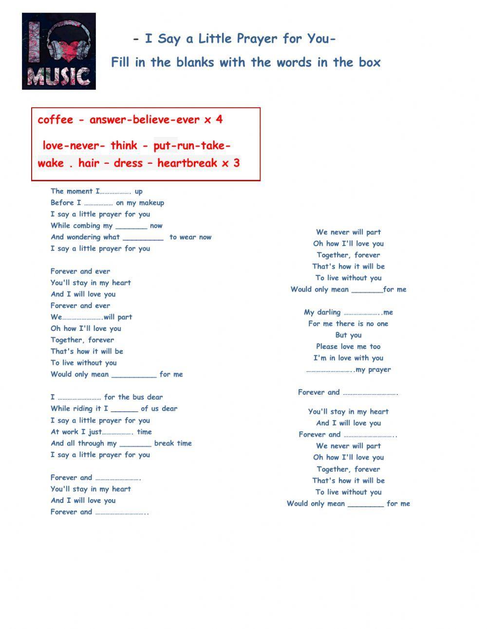 I say a little prayer for you