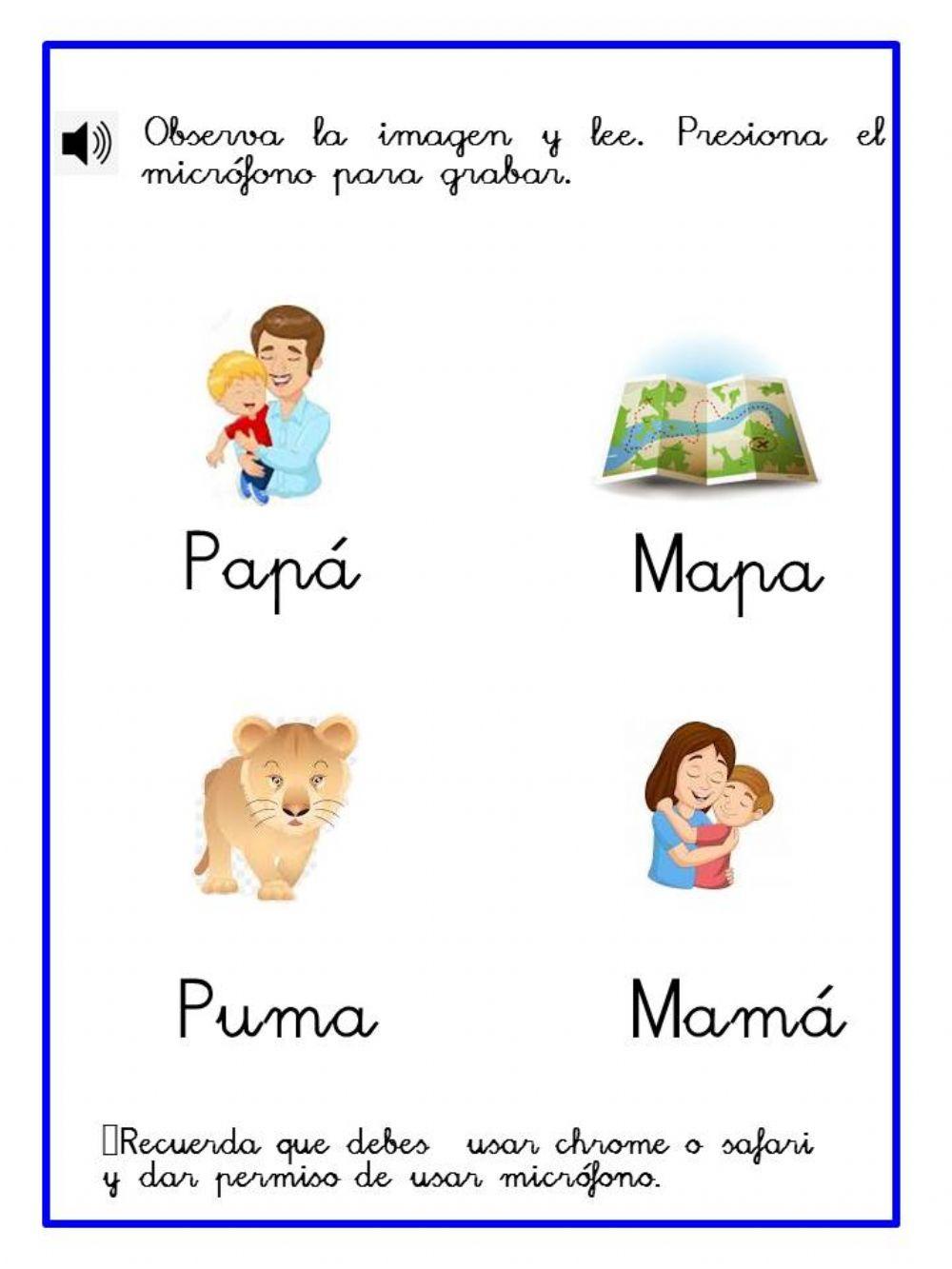Palabras con m y p | Live Worksheets