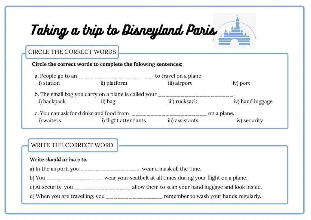 English Reading: Travelling to Disneyland Paris