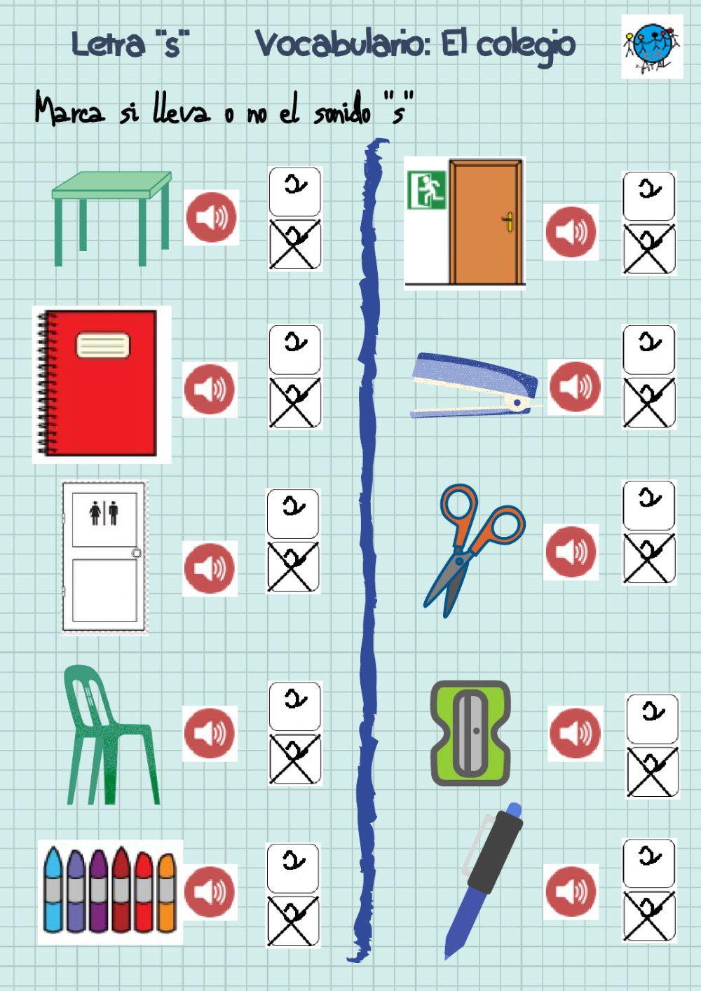 Letra s Vocabulario colegio