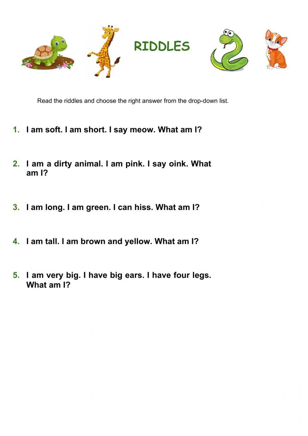 Riddles exercise for Cuarto de Primaria | Live Worksheets