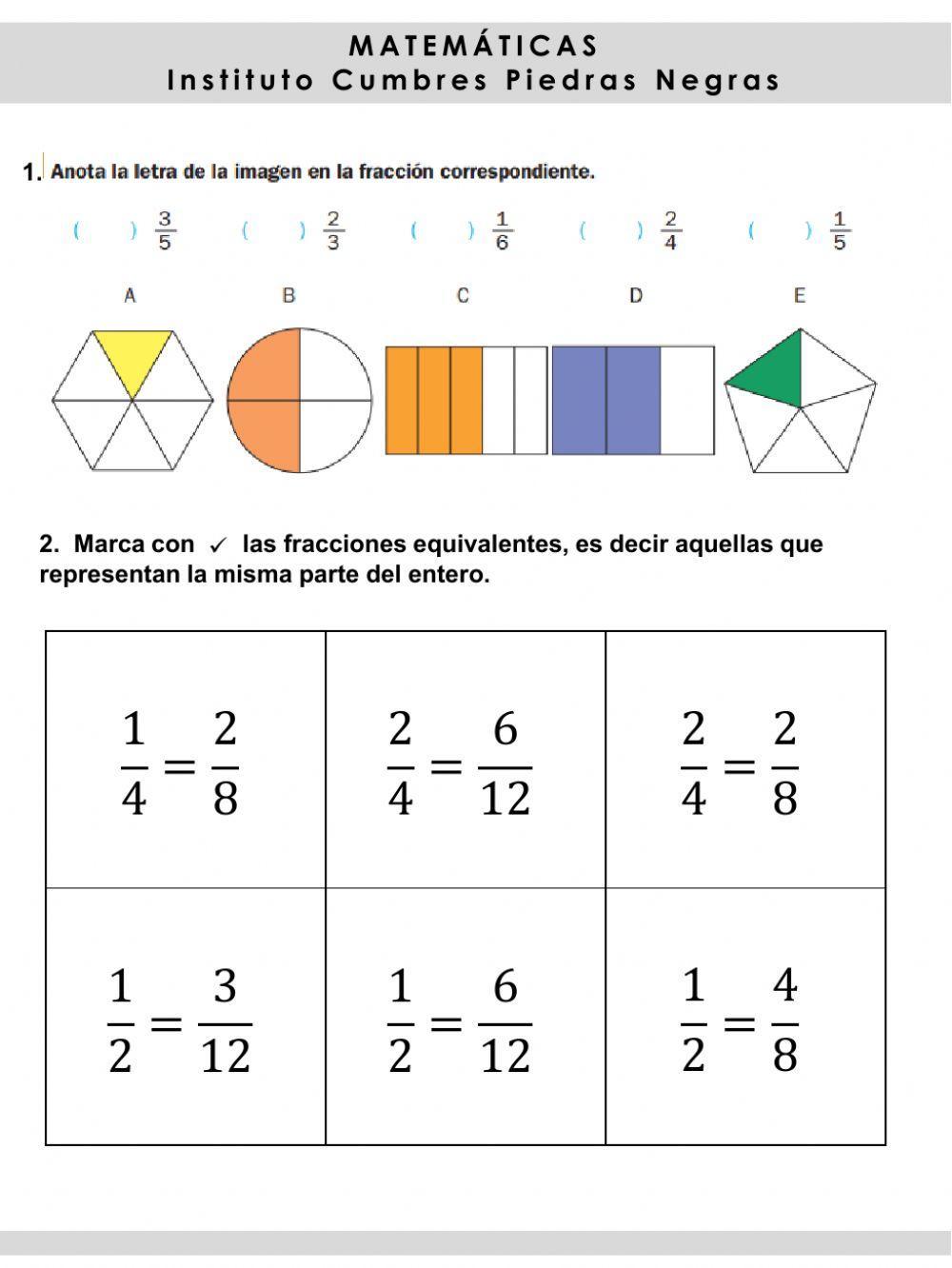 Proyecto: Fracciones equivalentes