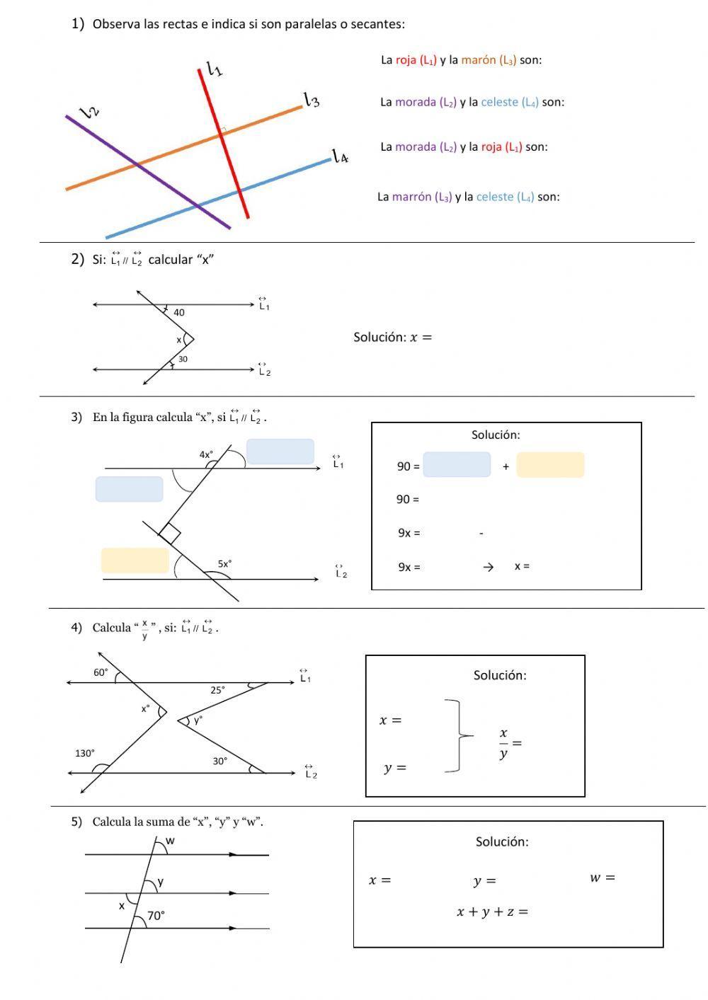 RECTAS PARALELAS, PERPENDICULARES Y SECANTES