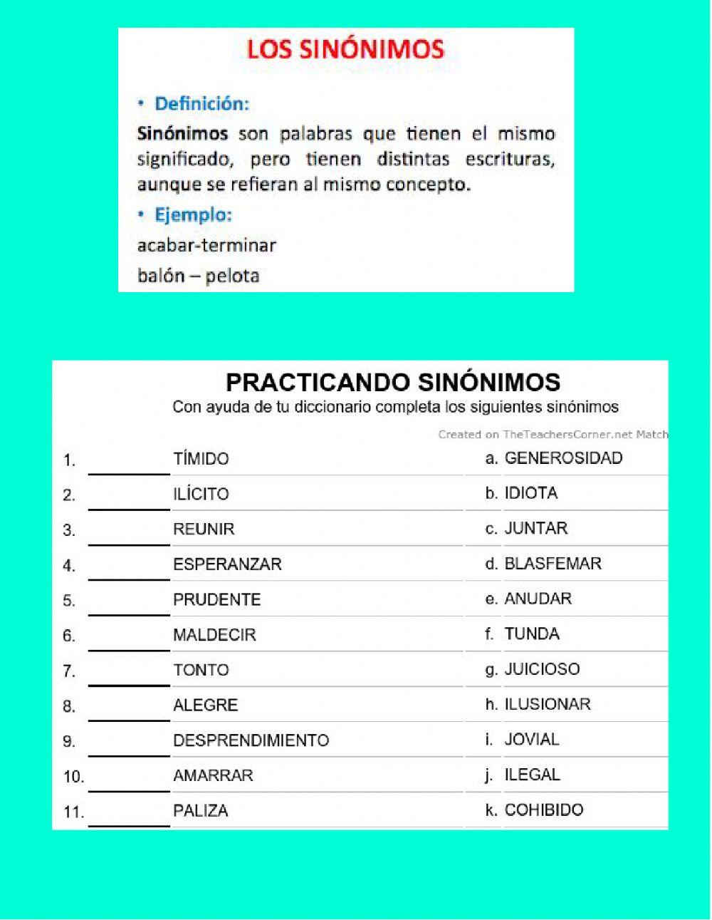 Practicando sinónimos