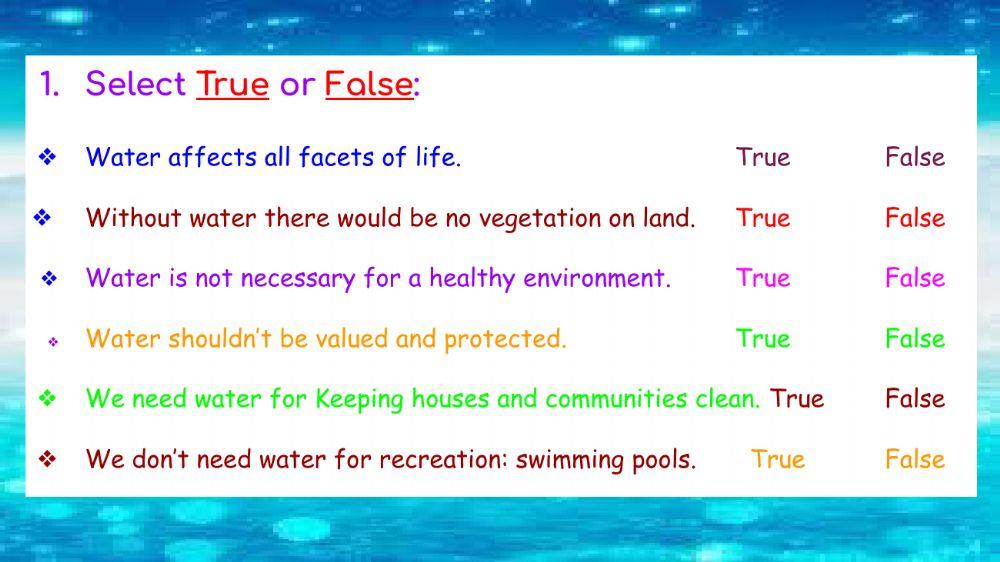 Importance of water for our planet.