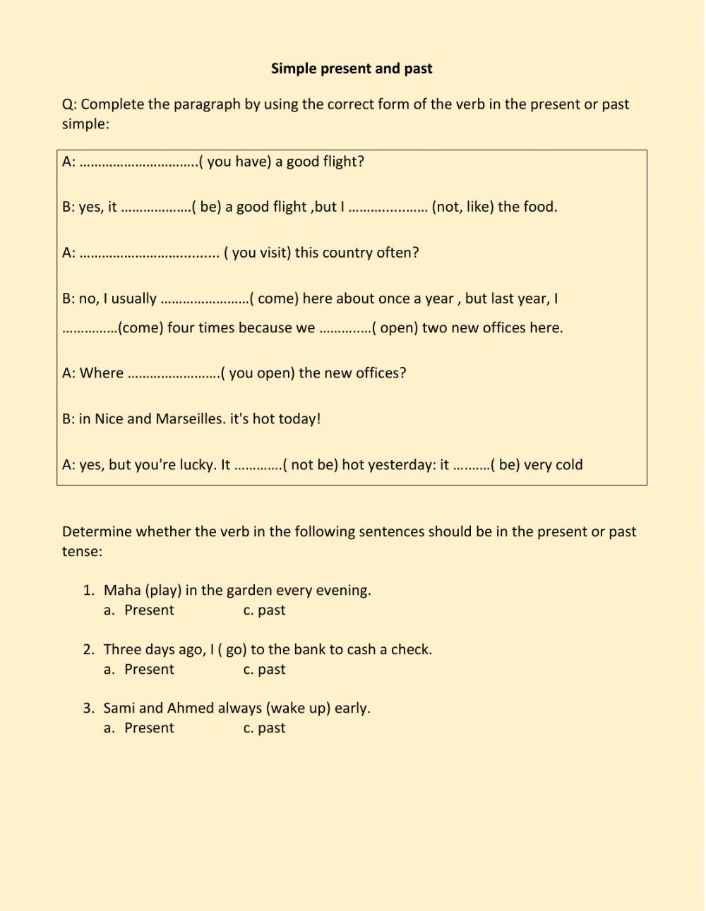 Present and past simple