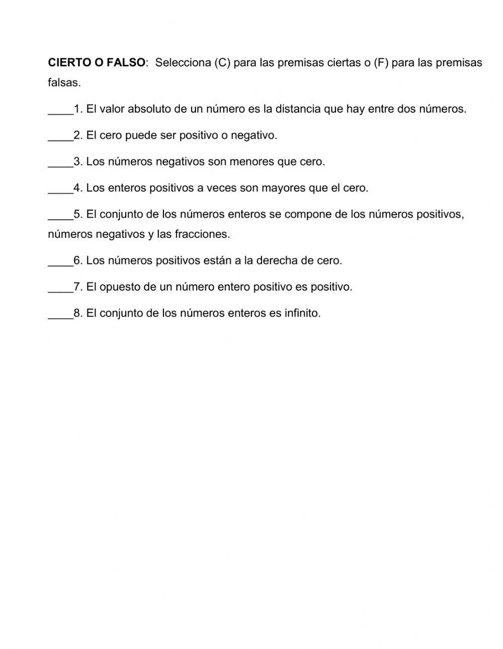 Conceptos básicos de números enteros
