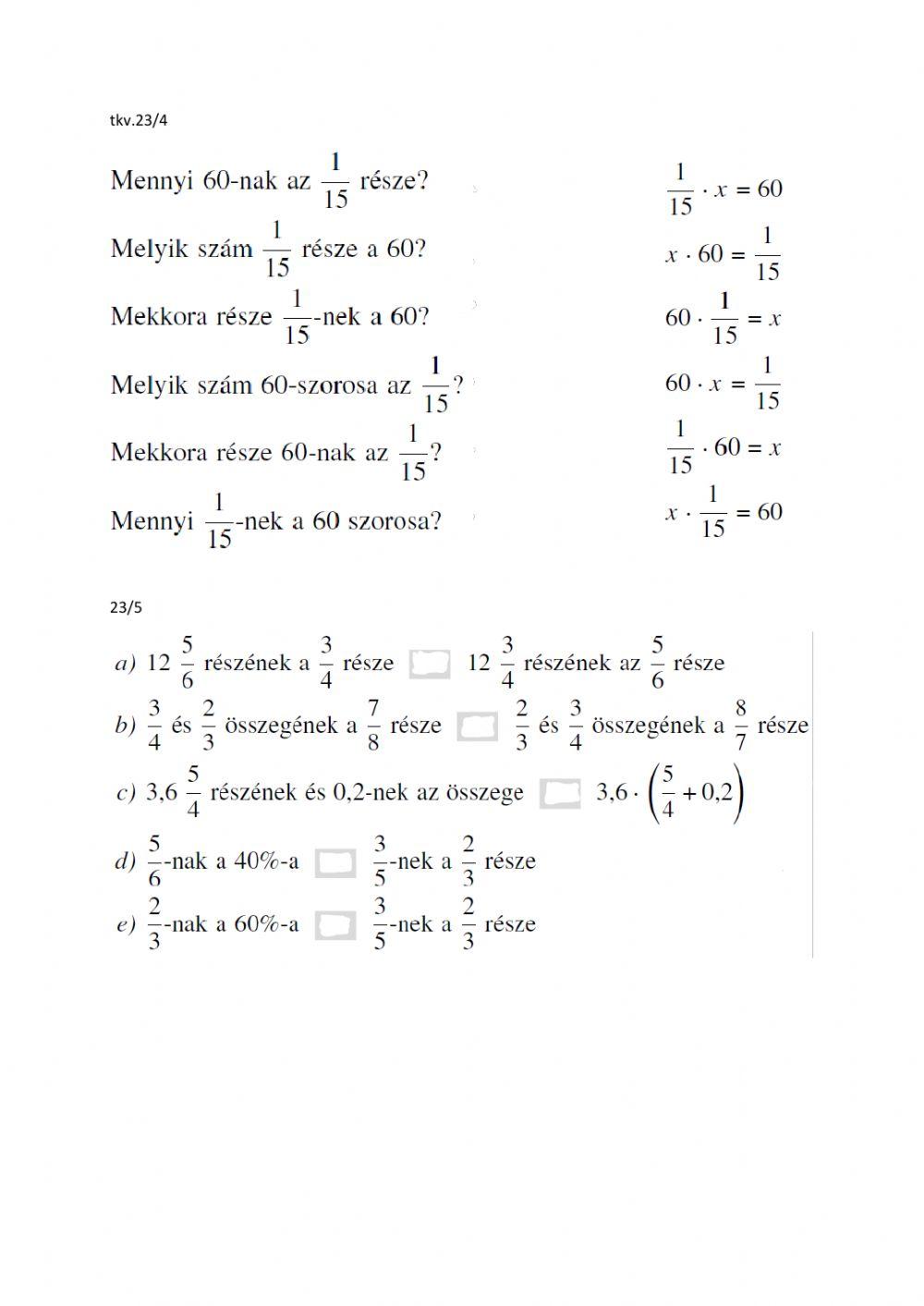Műveletek a racionális számok körében, ofi tkv 23-4,5