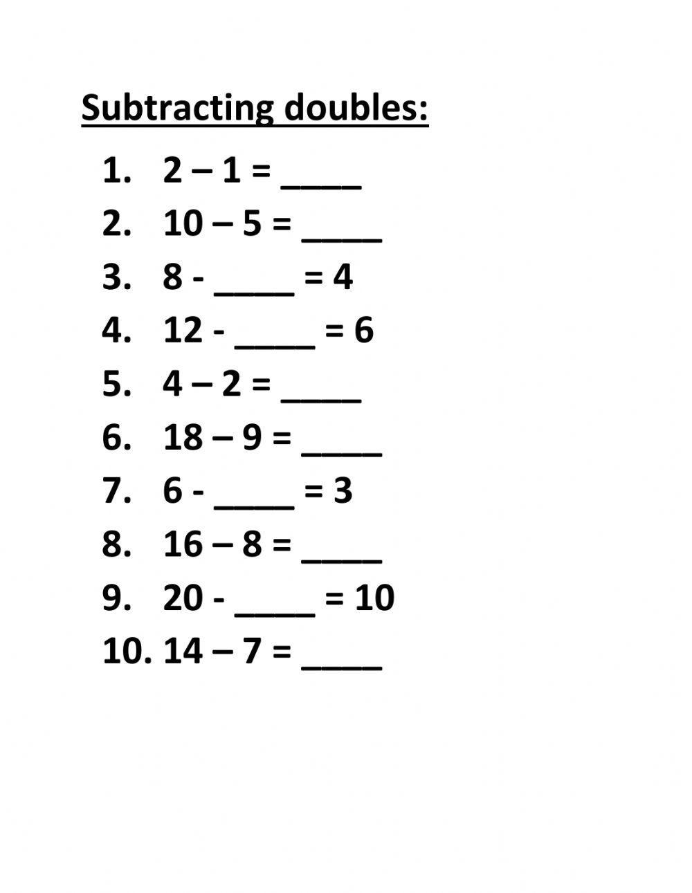 Subtracting doubles
