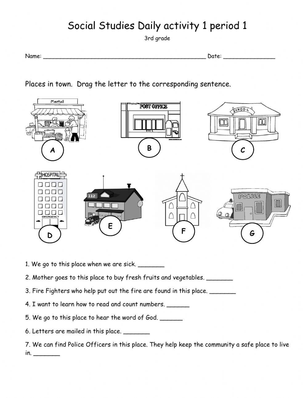 Social Studies Daily activity 1 period 1 - Grade 3