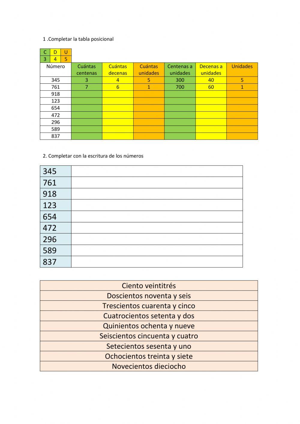 Descomposición  y lectura de los numeros naturales
