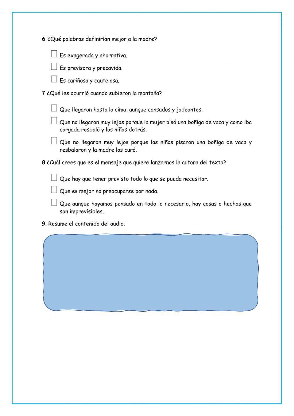 Comprensión oral evaluación inicial 6º