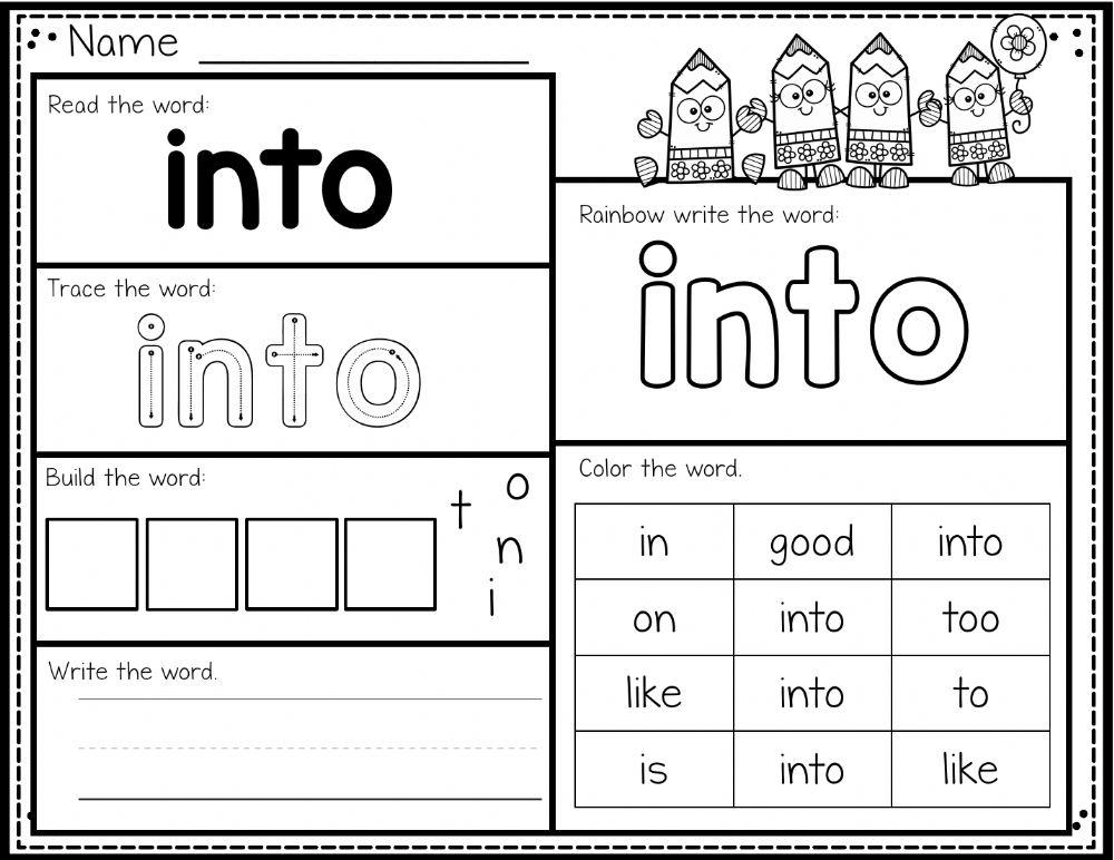INTO sight word worksheet online exercise for | Live Worksheets