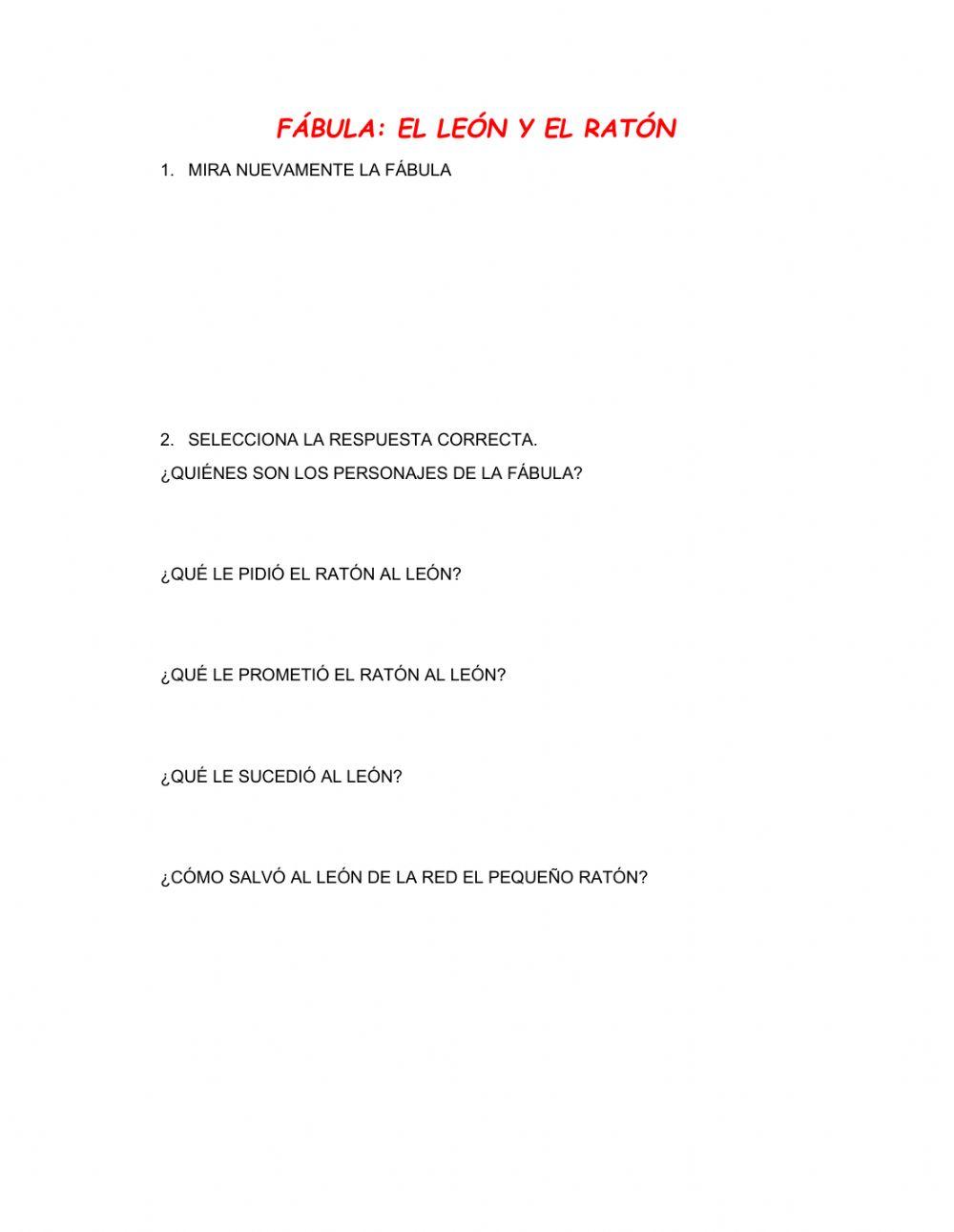Fábula: El león y el ratón