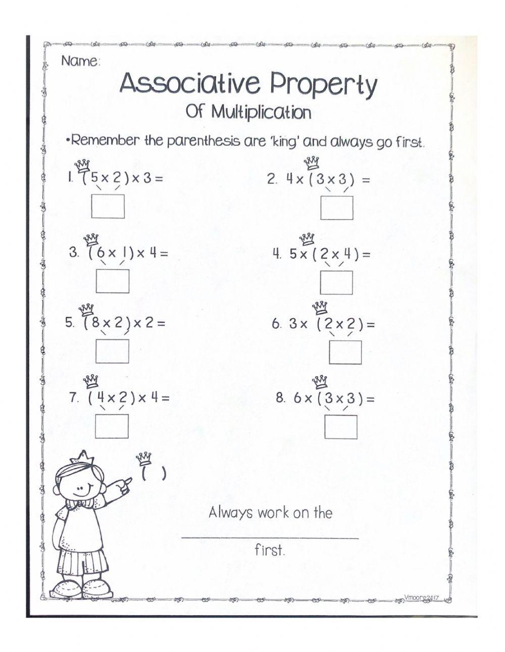 Associative Property Worksheet