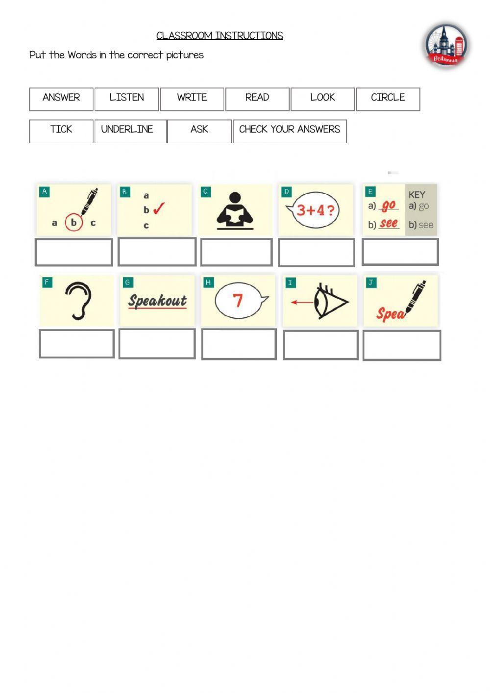 Classroom instructions