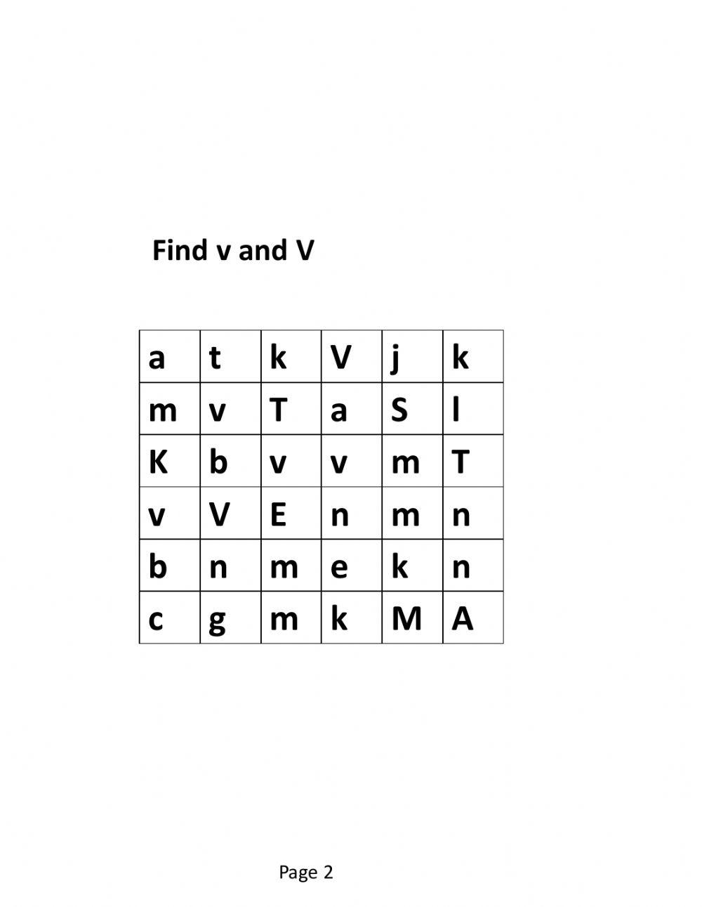 find (j and J)(v and V)