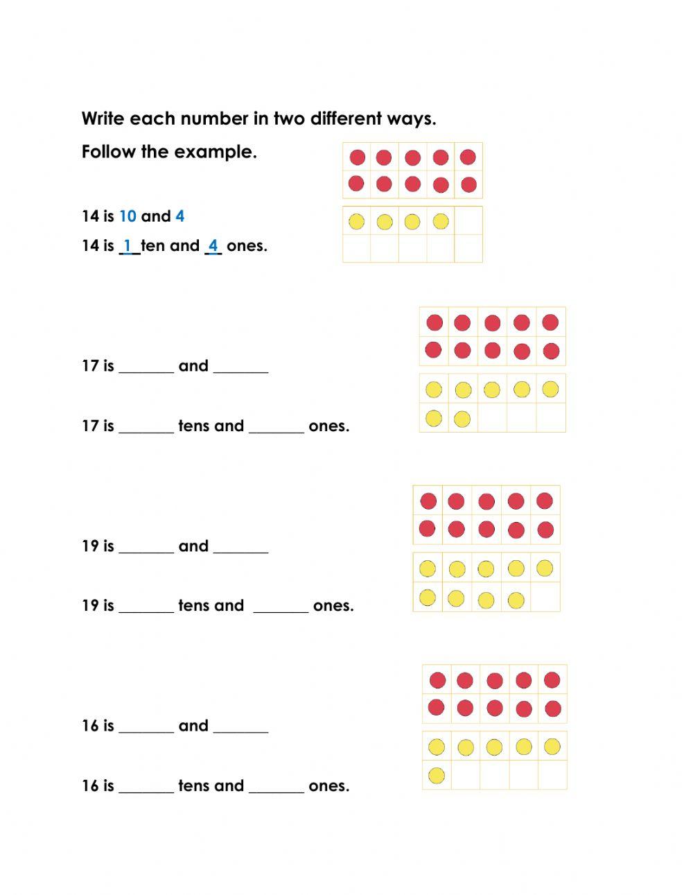 Tens and Ones 3 worksheet | Live Worksheets