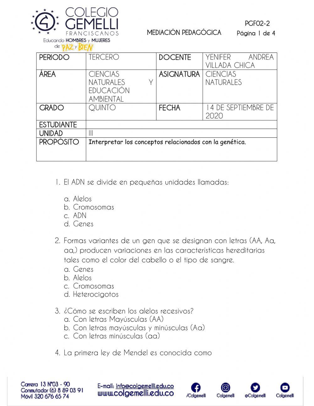 Ciencias naturales. Genética Basica