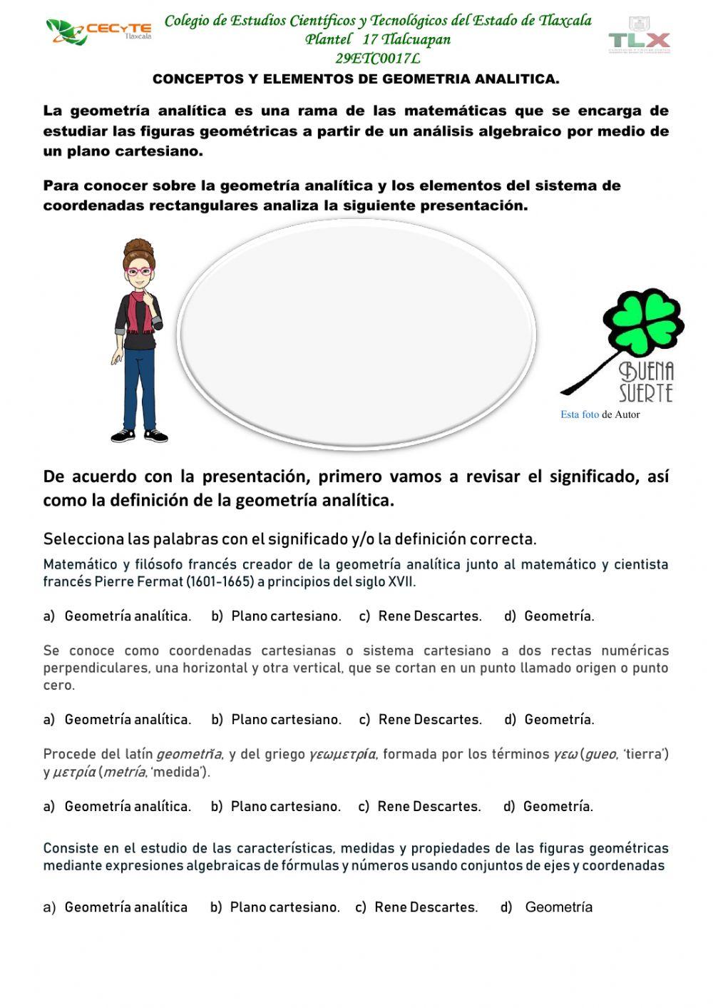 Concepto y elementos del plano cartesiano