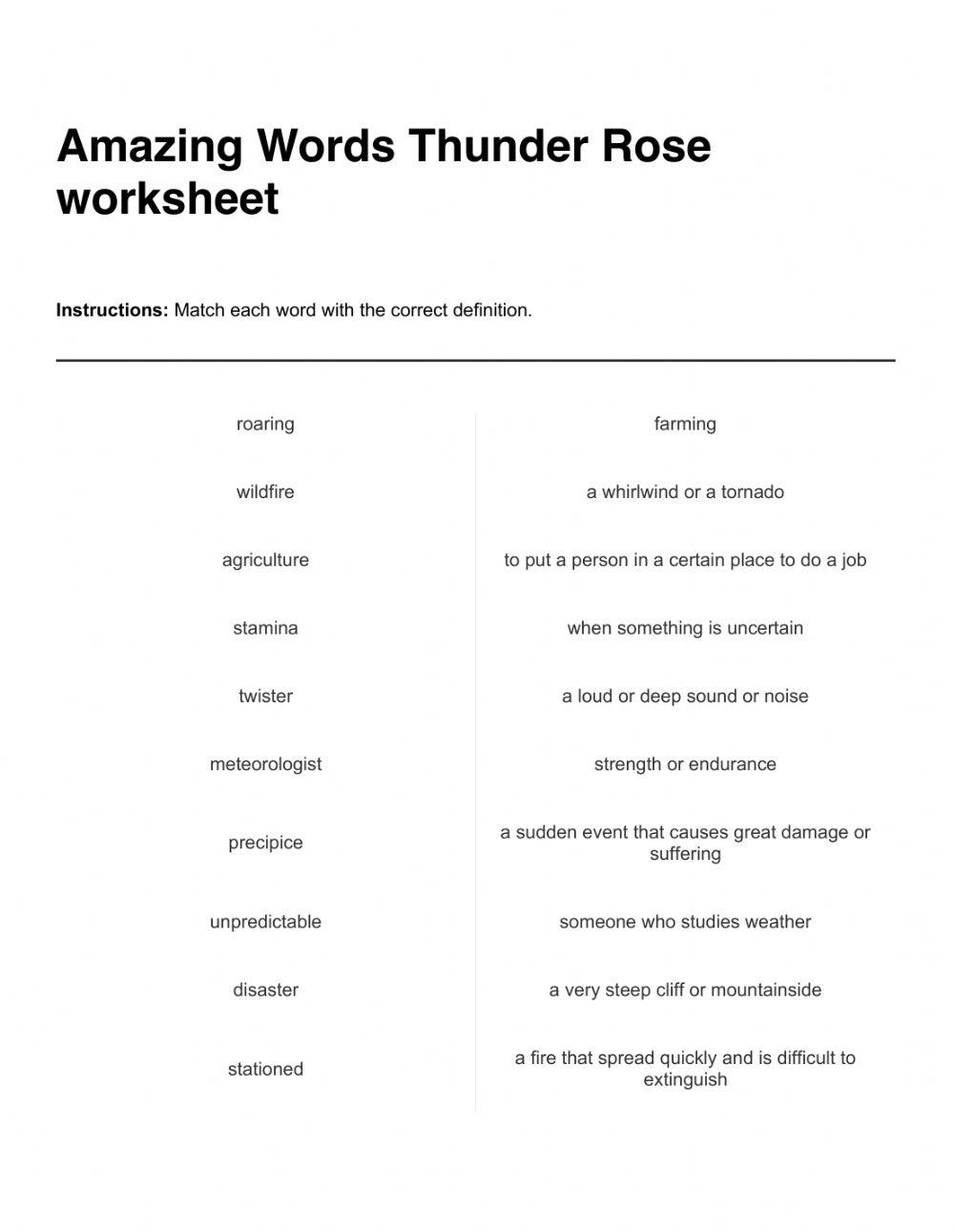 Amazing Words Thunder Rose