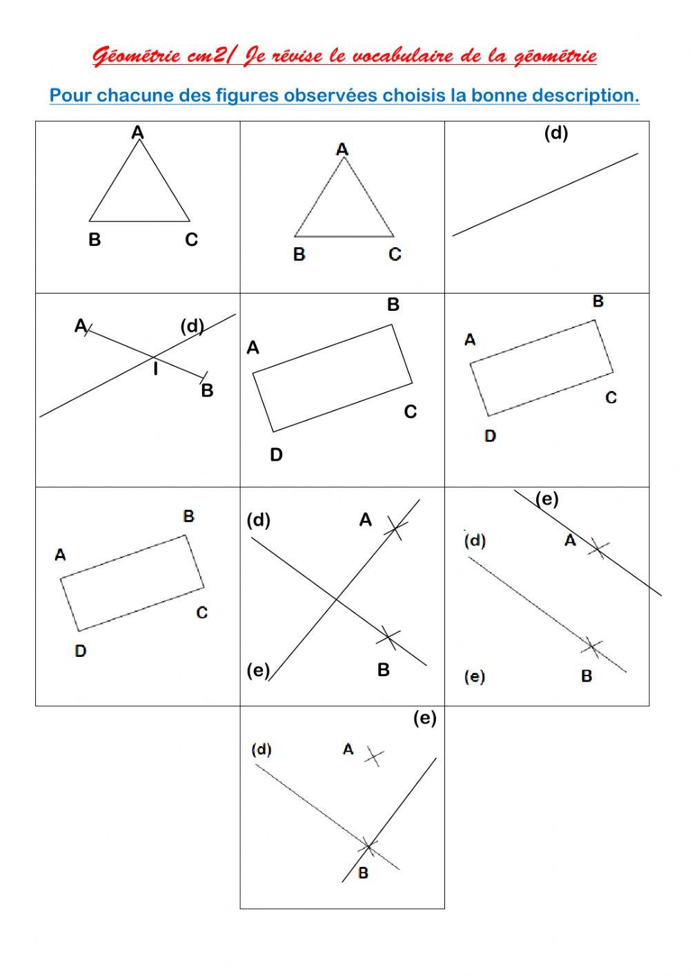 Le vocabulaire de la géométrie