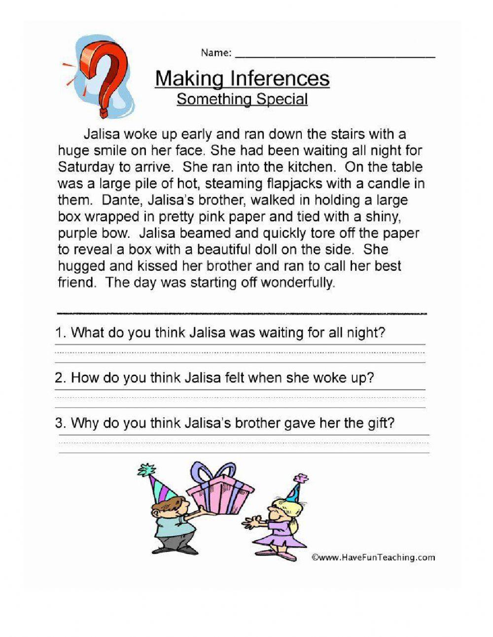 Inference reading worksheet | Live Worksheets